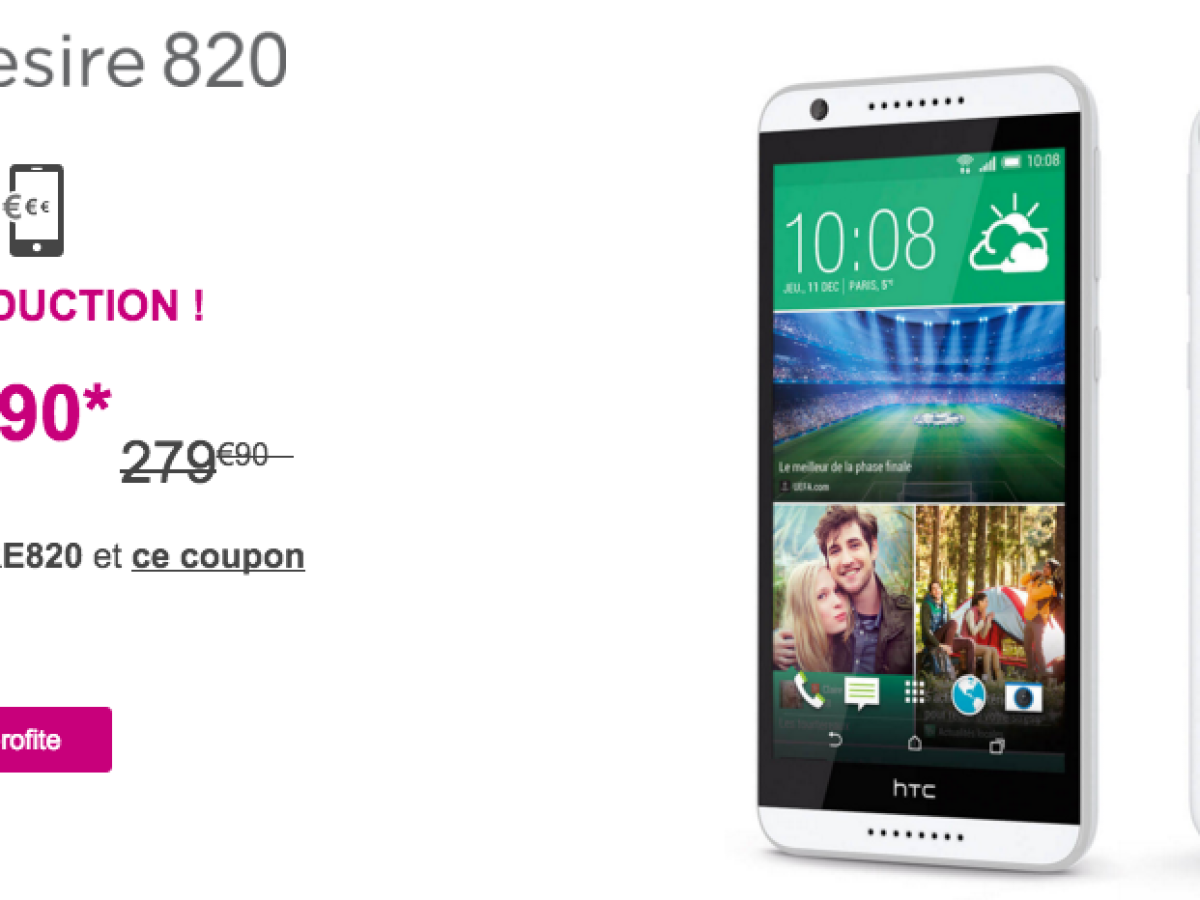 Bon plan : 80 euros de réduction sur le HTC Desire 820 à 199,90 euros