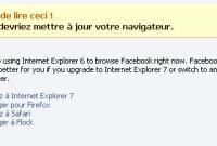 Facebook suggère aussi d'abandonner Internet Explorer 6