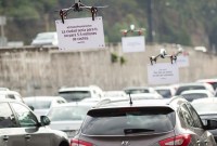 Uber a utilisé des drones pour mettre de la pub devant les voitures
