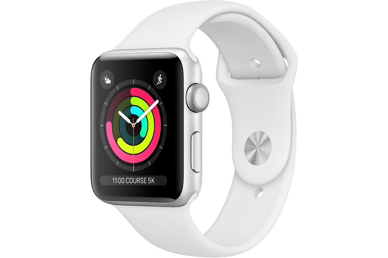 Apple watch Apple Watch SÃ©rie 3 38mm BoÃ®tier en aluminium argent avec Bracelet Sport Blanc Apple