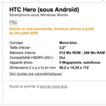 HTC Hero en pré-commande à la Fnac avec livraison à partir du 28 juillet