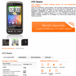 HTC Desire à partir de 99 euros chez Orange