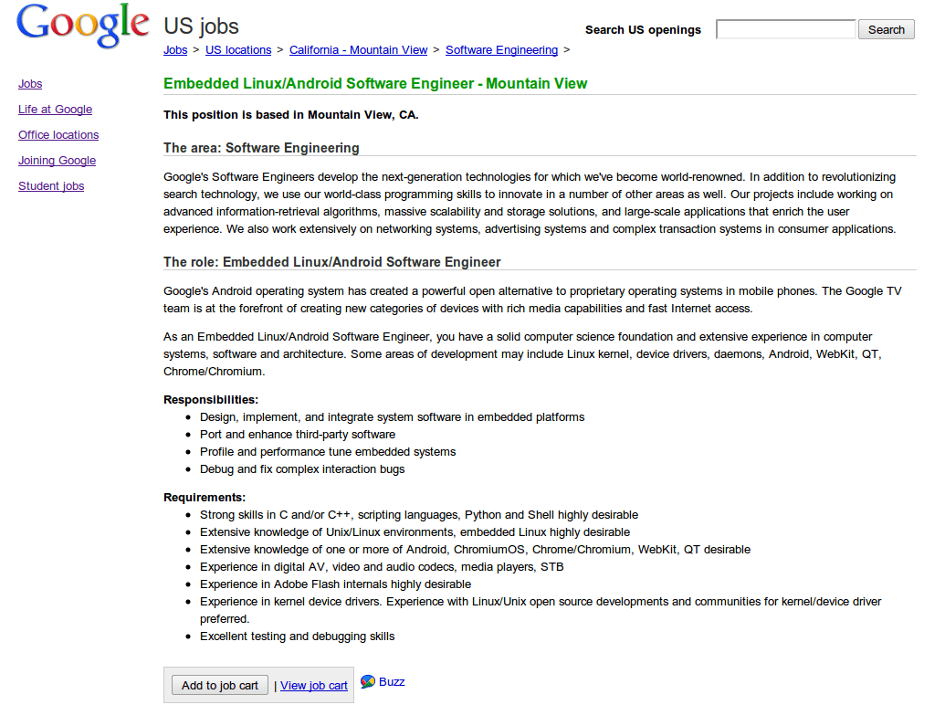 Job Google TV