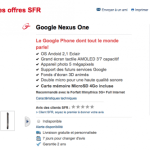 Le Nexus One en vente sur le site de SFR