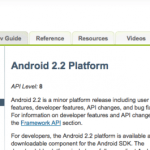 Nouveau : SDK Android 2.2, API 8, NDK r4…
