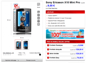 Le Sony Ericsson Xperia X10 Mini Pro chez Virgin