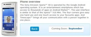 Sony Ericsson X8 : pour la rentrée ?