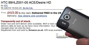 HTC Ace/Desire HD affiché chez Amazon.uk ?