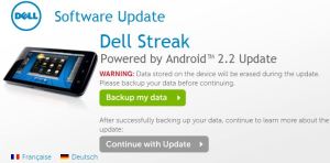 Dell Streak : Le déploiement de FroYo (2.2) débutera fin novembre en Angleterre