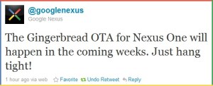 Google confirme la mise à jour prochaine du Nexus One