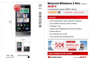 Le Motorola Milestone 2 disponible sur Virgin Mobile