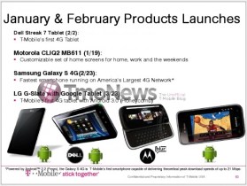 En février et mars, T-Mobile lancera les Dell Streak 7, Samsung Galaxy S 4G & LG G-Slate