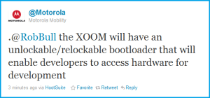 Motorola Xoom : Le bootloader sera bien déverrouillé !