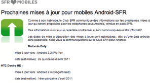 Le HTC Desire HD va recevoir Gingerbread sous peu / Le Motorola Defy sous FroYo à la fin avril