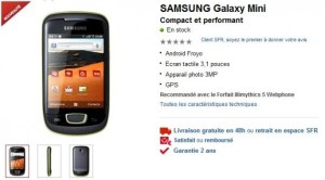 Le Samsung Galaxy Mini est arrivé chez SFR