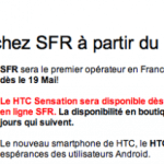 Le HTC Sensation arrivera demain chez SFR