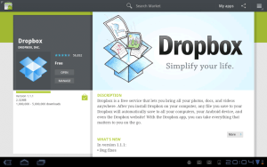 Dropbox, compatible Honeycomb et disponible en français