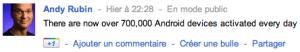 Andy Rubin : plus de 700 000 appareils activés chaque jour !