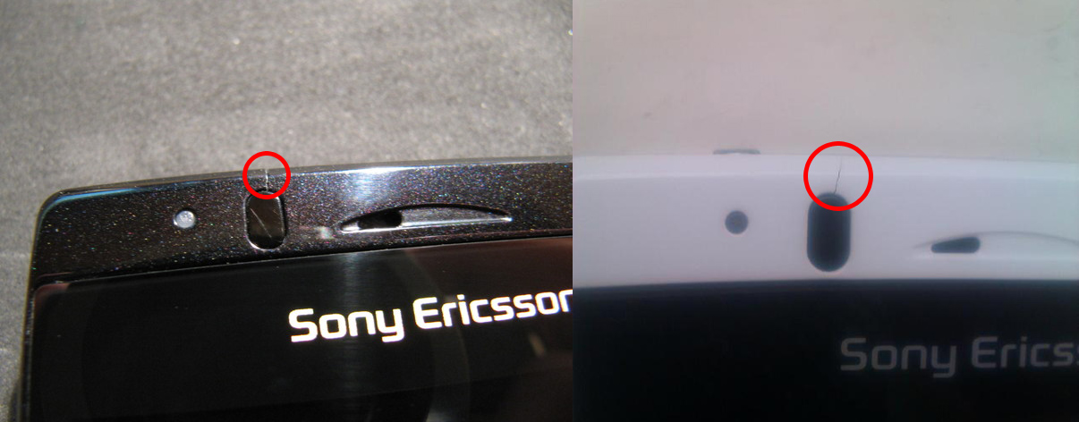 Sony Ericsson Xperia Arc S Fissures