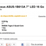 La Nexus 7 est référencée à la Fnac à 249,90 €