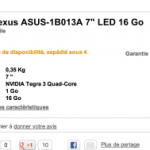 La Nexus 7 est référencée à la Fnac à 249,90 € La Nexus 7 est référencée à la Fnac à 249,90 €