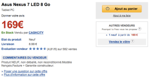 La Nexus 7 8 Go à 169 euros !