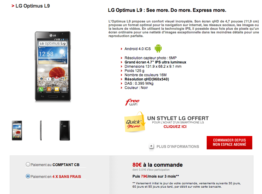 Free Mobile - LG Optimus L9