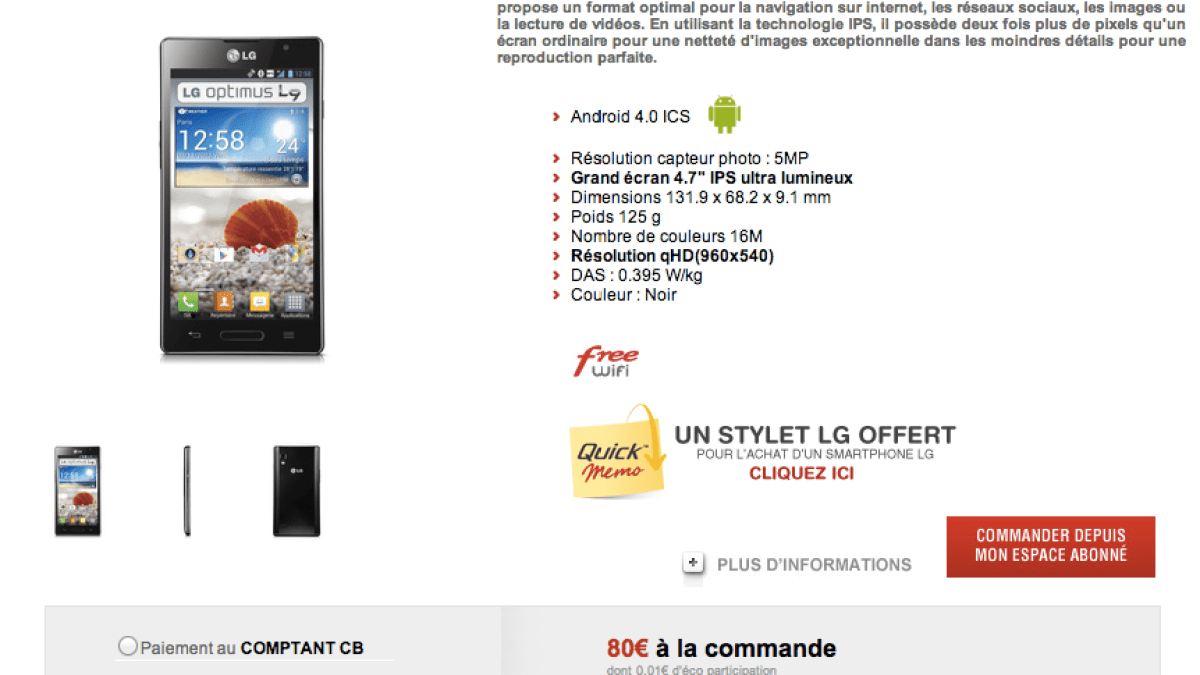 Free Mobile - LG Optimus L9