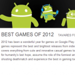 Google, le top 12 des jeux Android sur l’année 2012