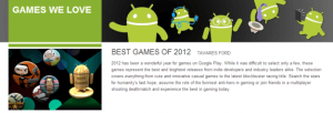 Google, le top 12 des jeux Android sur l’année 2012