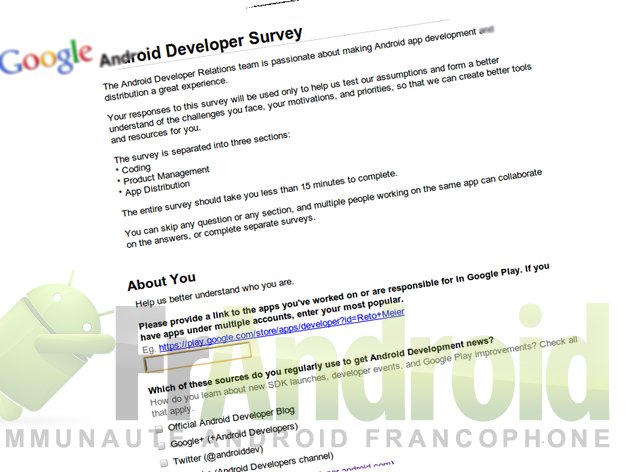 Enquete satisfaction développement Android