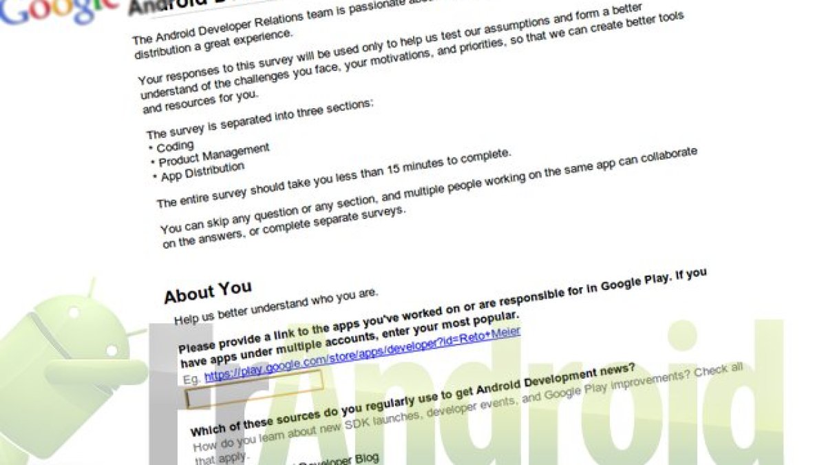 Enquete satisfaction développement Android