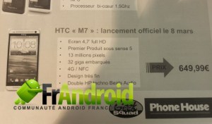 Le HTC M7 serait lancé officiellement le 8 mars à 649,90 euros !
