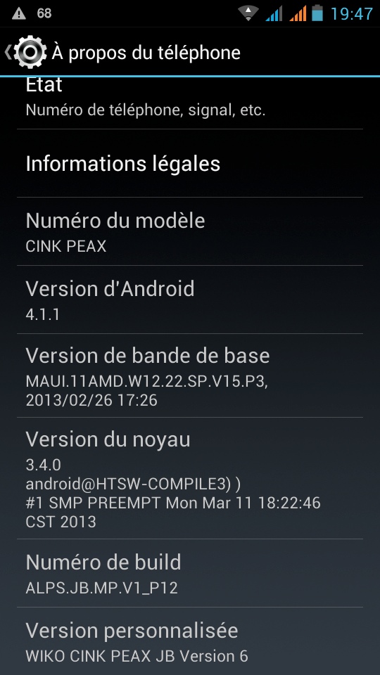 android 4.1.1 jelly bean wiko cink peax