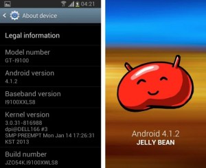 android 4.1.2 jelly bean samsung galaxy s II gt-i9100p