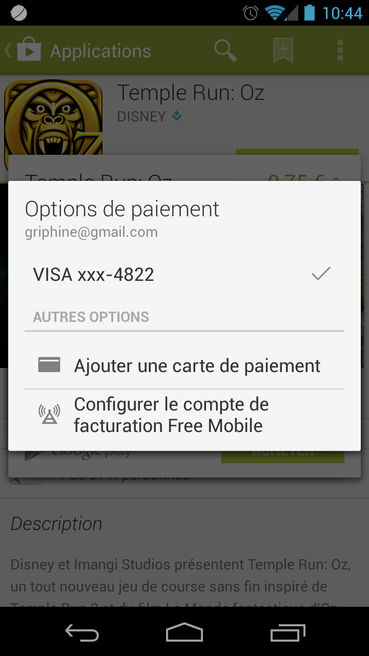 android google play paiement opérateur