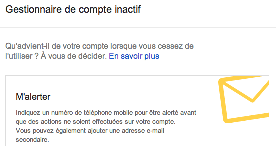 google gestionnaire de compte inactif