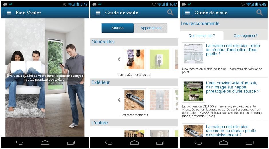 application Bien visiter sur Android