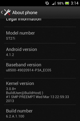 android 4.1.2 jelly bean sony xperia go st26i