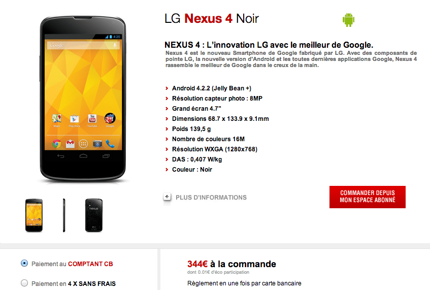 android free mobile google lg nexus 4