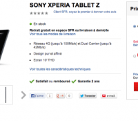 android lte 4g sony xperia tablet z sfr fr france french 299 euros