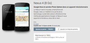 Le Nexus 4 vient de baisser subitement de prix