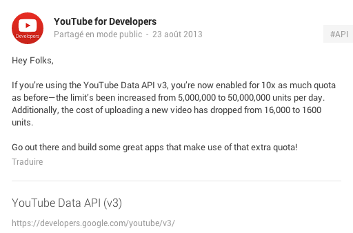 android ios mobile platform plateforme youtube api v3