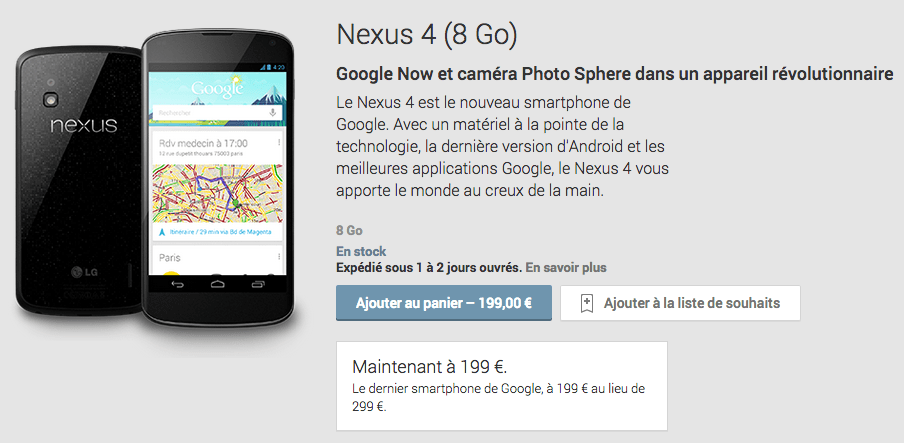 android google lg nexus 4 fin de vente monde entier