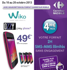 Carrefour Mobile : le Wiko Ozzy proposé pour 49 euros