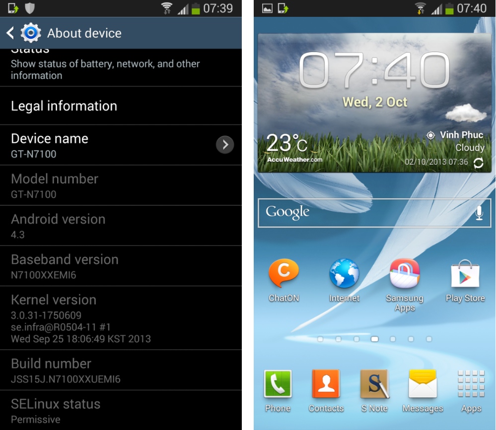 android 4.3 jelly bean (N7100XXUEMI6) fuite samsung galaxy note 3