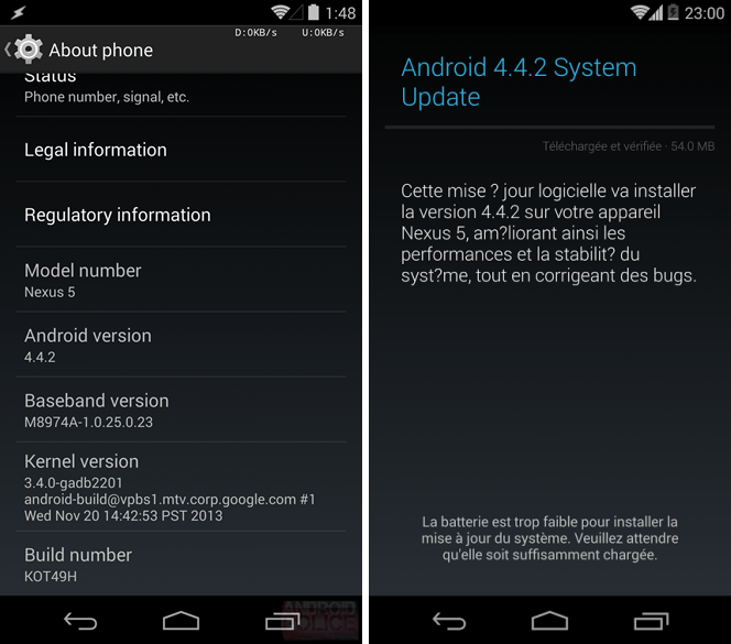 Android 4.4.2 « KOT49H » débarque sur Nexus 4, Nexus 5, Nexus 7 (2012/2013) et Nexus 10