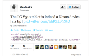 LG V510 : serait-ce la première Google Nexus 8 ?