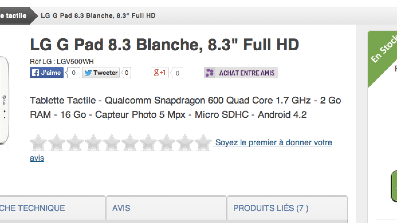 Promo tablette LG G Pad : -70€ et livraison offerte chez Materiel.net