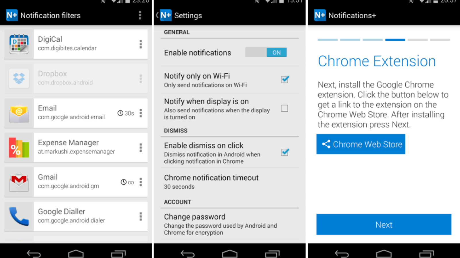 Notifications+ : les notifications de votre Android en chiffrées sur Chrome